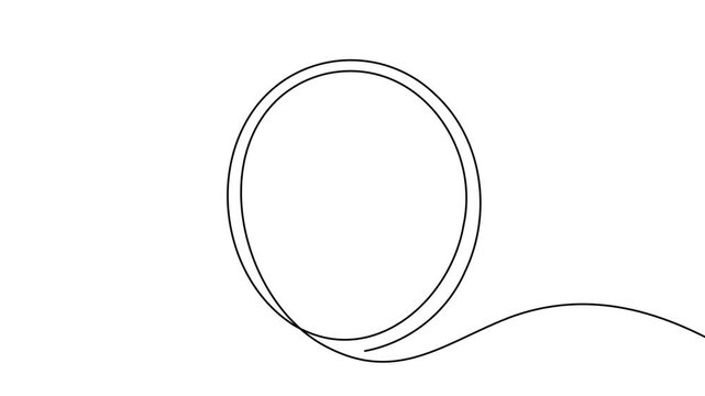 Circle round shape continuous one line drawing on white background minimalist  geometric 4k animation video