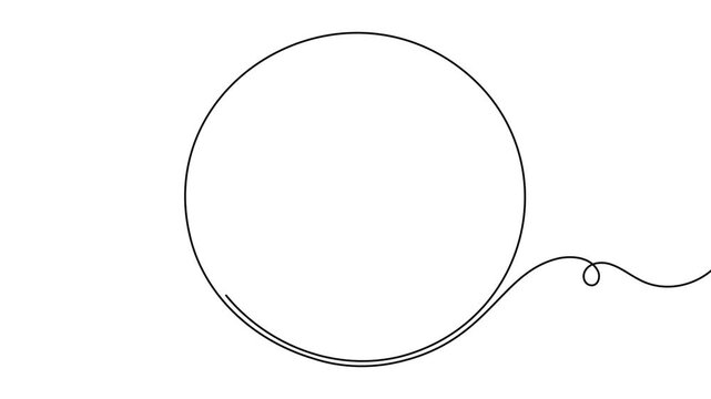 Circle round shape continuous one line drawing on white background minimalist  geometric 4k animation video