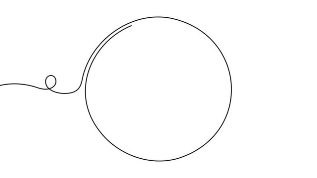 Circle round shape continuous one line drawing on white background minimalist  geometric 4k animation video