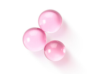 Fototapeta premium プルプル美容液感のあるピンク水滴 背景透明 反射光 ジェネレーティブAI