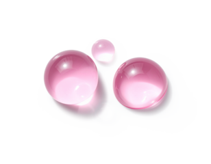 美容・保湿を象徴するプルプルピンク水滴 背景透明 光沢表現 ジェネレーティブAI