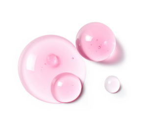 保湿感あふれるぷるんとしたピンク水滴 ジェルテクスチャー 背景透明 ハイライト反射 ジェネレーティブAI