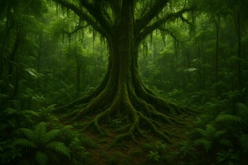 green forest in the morning