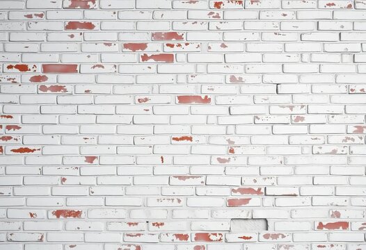 Weathered whitewashed brick wall, distressed texture, faded paint, subtle grime, texture, aged