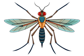 Mosquito Line Drawing Vector – Detailed Insect Outline Illustration for Science and Education