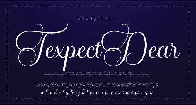 
Signature Font Uppercase Lowercase And Number. Script Font Calligraphy Logotype elegant Font Type Font lettering handwritten. vector illustration  