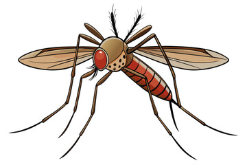 Mosquito Line Drawing Vector &ndash; Detailed Insect Outline Illustration for Science and Education