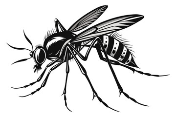 Mosquito Line Drawing Vector – Detailed Insect Outline Illustration for Science and Education