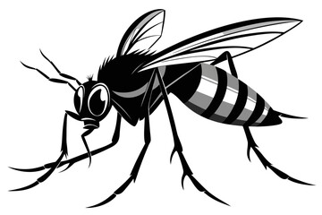 Mosquito Line Drawing Vector &ndash; Detailed Insect Outline Illustration for Science and Education