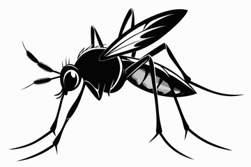 Mosquito Line Drawing Vector &ndash; Detailed Insect Outline Illustration for Science and Education