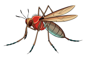 Mosquito Line Drawing Vector &ndash; Detailed Insect Outline Illustration for Science and Education