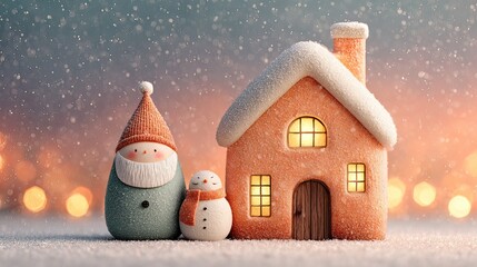 christmas house with snowman