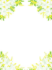 ゆりとミモザのフレーム⑬縦_四隅