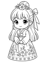 Fototapeta premium Charming Traditional Figure: A delightful figure, adorned in traditional attire, exudes a sense of grace and cultural beauty. Dressed in cultural outfits.