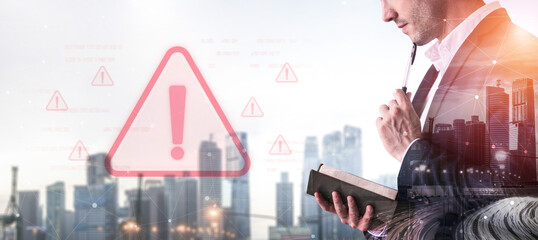 Cybersecurity alert warning showing red cyber for data breach, network threat, and cyber security system vulnerability with emphasis on security risk, caution, digital protection Vouch