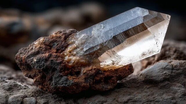 Close-up of a crystal on rocky surface, nature's beauty