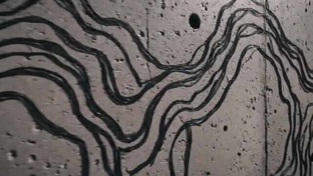 Dark streaks on concrete surface with shadows
