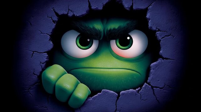 Cartoon frog breaking through surface with dark background