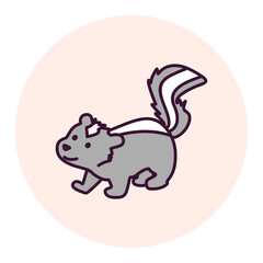 Funny Doodle Animal Circle Sticker Element