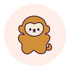 Funny Doodle Animal Circle Sticker Element