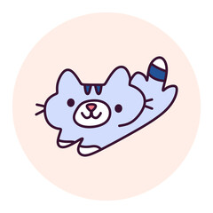 Funny Doodle Animal Circle Sticker Element