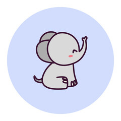 Funny Doodle Animal Circle Sticker Element