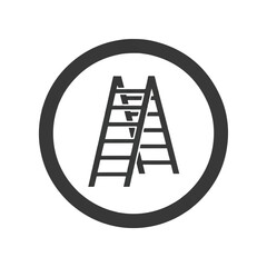 Black Ladder Icon in Circle Symbol.
