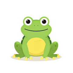Obraz premium Cute green cartoon frog with big eyes