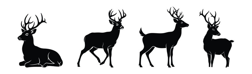 Collection of Deer Silhouettes in Different Poses