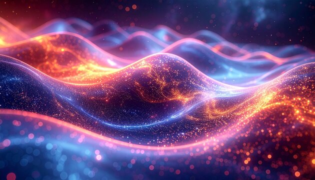 Pixelated cosmos meets fluid glass waves, futuristic shaders, 2026 abstract fantasy mobile background, luminous highlights&rdquo;