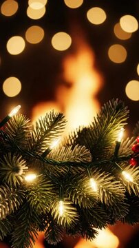 christmas tree and lights in the blure bokeh
