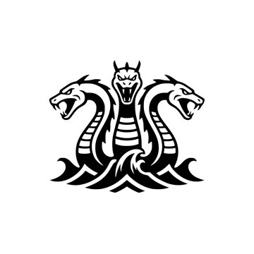 Three headed hydra dragon logo