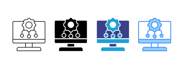 System Integration icon set multiple style collection