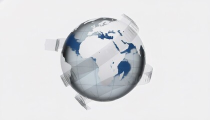Abstract Rotating Global Earth Sphere with Digital Band Overlay