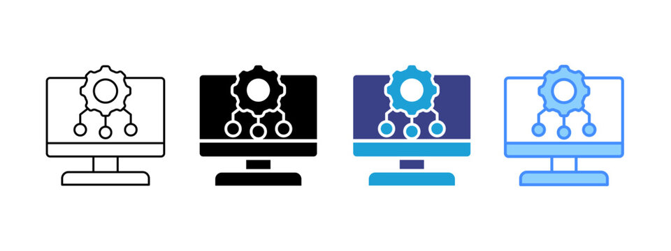 System Integration icon set multiple style collection