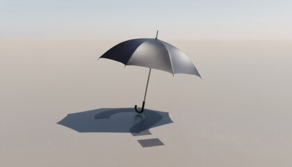 Single Open Umbrella Casting Shadow on Neutral Surface Under Soft Light