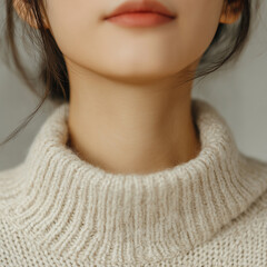 겨울 니트 상의와 목선 표현