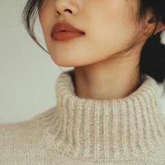 겨울 니트 상의와 목선 표현