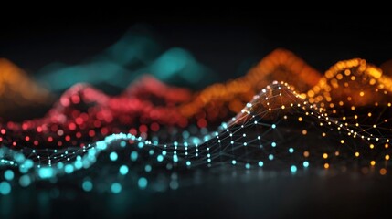 Neon experiment graph glowing with scientific data lines and points, stylized analytics chart in vibrant neon style for research and lab visuals