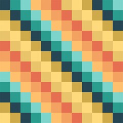 Retro geometric pattern with warm and cool color blocks