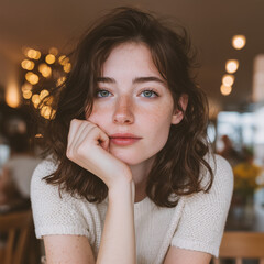 아늑한 카페에서 휴식하는 여성 라이프스타일