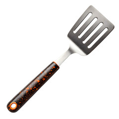 Metal slotted turner spatula isolated on transparent