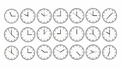 Collection of Clocks Showing Different Times.