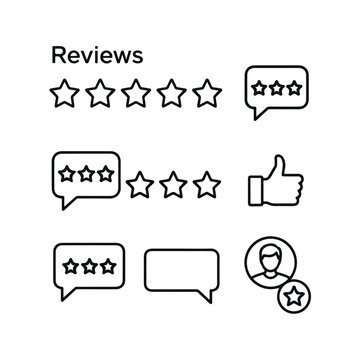 Set of Simple Black Review Icons.