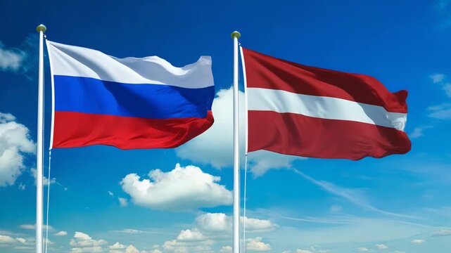 ロシアの国旗とラトビアの国旗(Russian flag & Latvia flag.)
