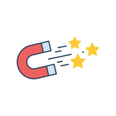 Horseshoe Magnet Attracting Yellow Stars Illustration.