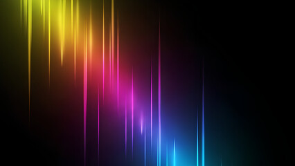 Vibrant light trails illuminate a dark background with a spectrum of colors