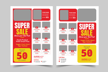 Supermarket Food Promotion Flyer Design Template | Grocery Discount Poster