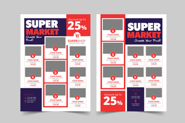 Supermarket Food Promotion Flyer Design Template | Grocery Discount Poster