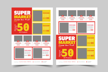Supermarket Food Promotion Flyer Design Template | Grocery Discount Poster
